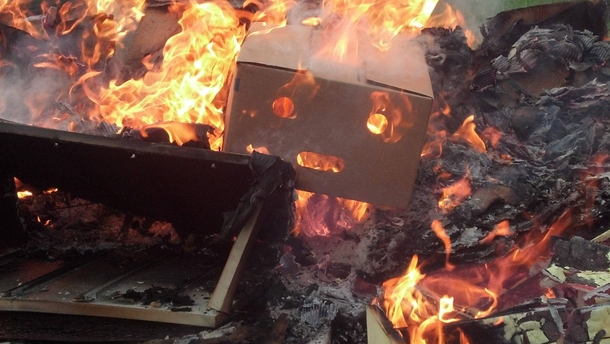 I was burning boxes at my ranch when I noticed the box