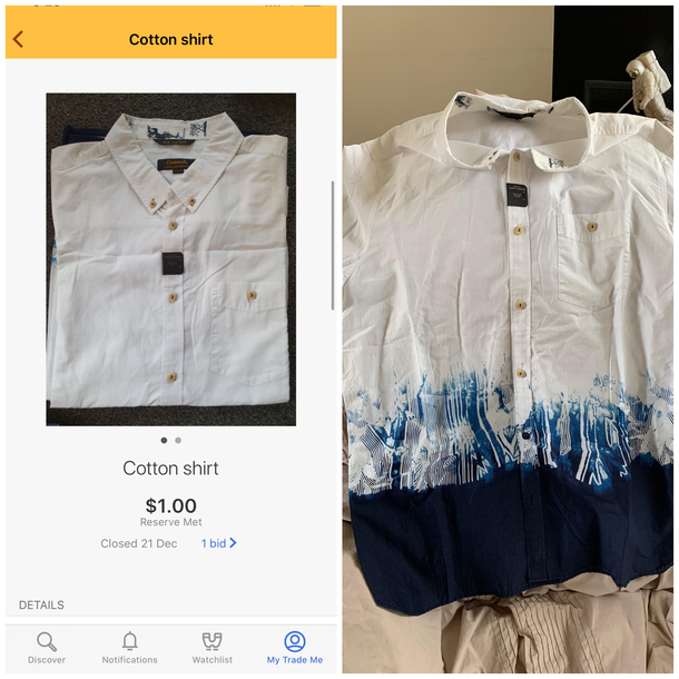 I was expecting to get a plain white shirt but I received this surprise instead