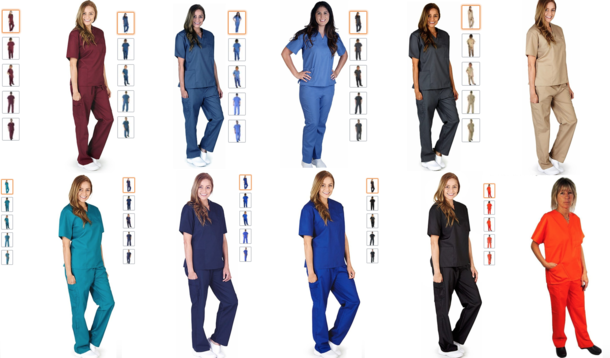 I was on Amazon looking for scrubs when I noticed they used a unique model for the orange set of scrubs