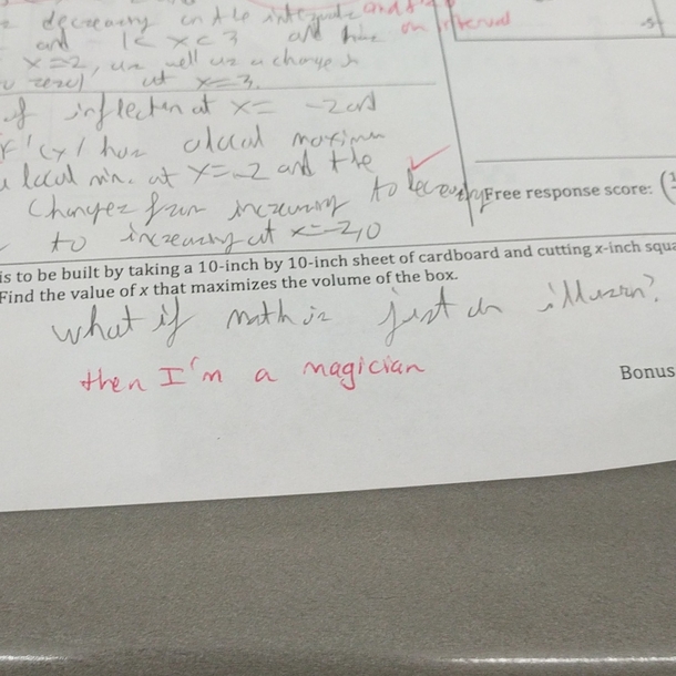 I was really tired during my calculus test