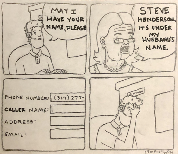 I work at a call center Sometimes I like to draw my callers For some reason this seems to be one of my most misunderstood questions