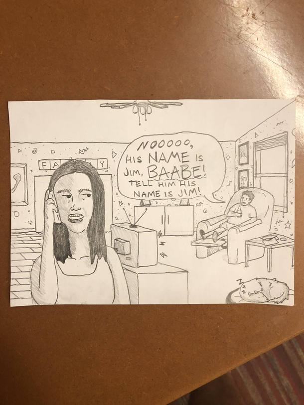 I work at a call center Sometimes I like to try and draw my customers Nothing better than the correcting background spouse
