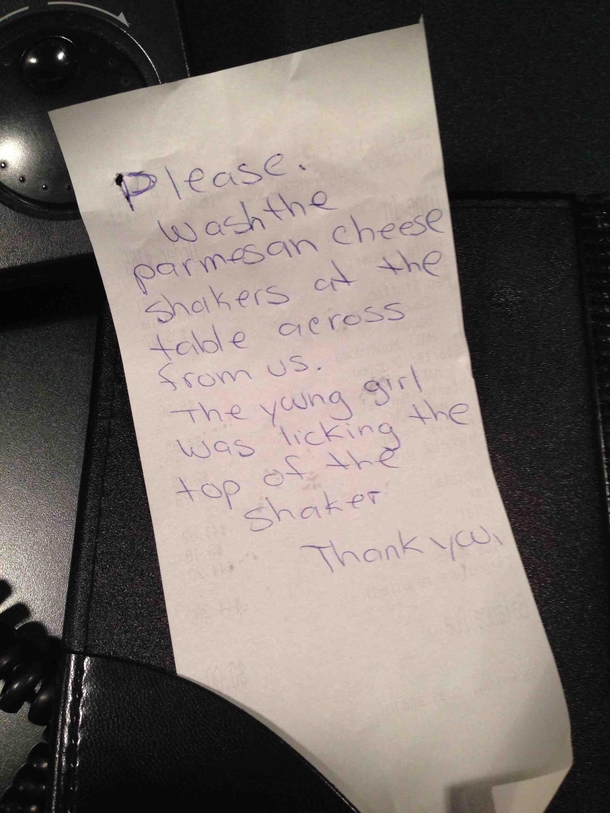 I work at a restaurant This note came with a check