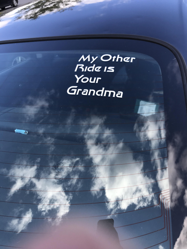 I work at a retirement home found this on an employees maintenance assistant back windshield the balls on this guy