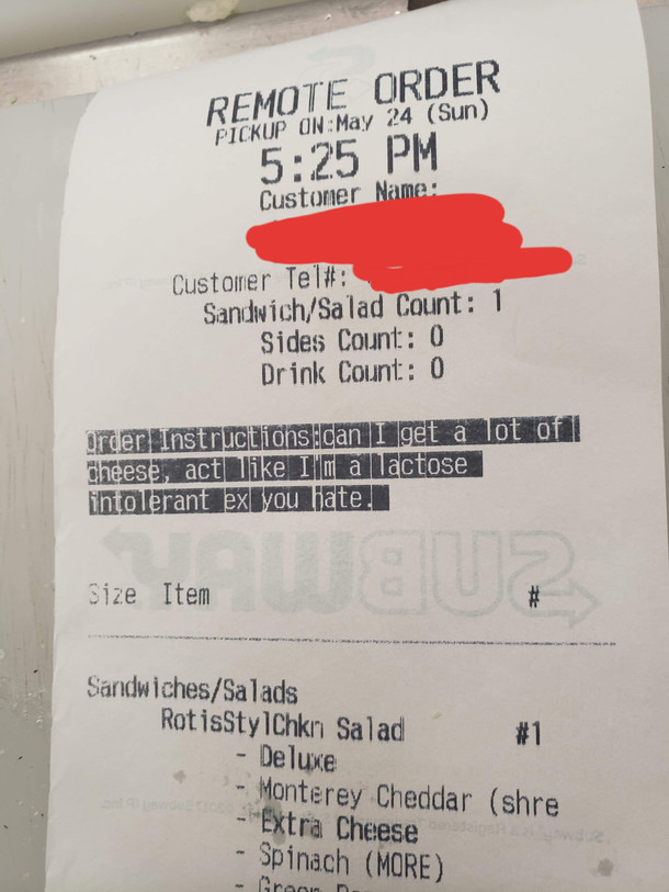 I work at a subway we got this special request