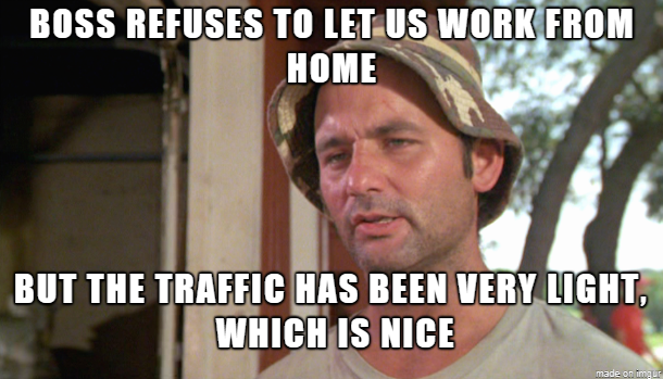 I work from home all the time already on weekends and sick days but nope