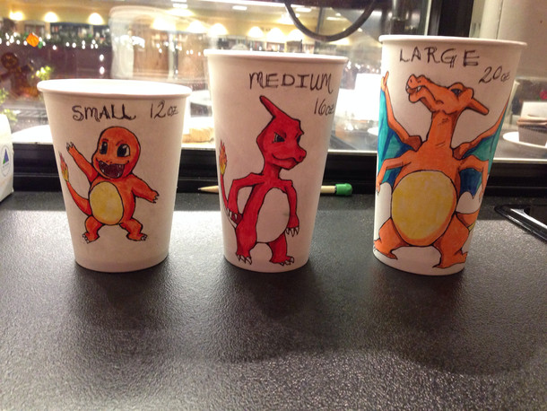 I work in a cafe and got bored today Gotta drink em all