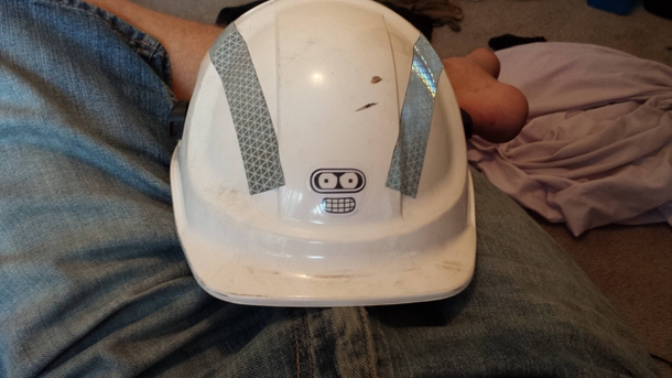 I work in a factory bending steel all day I customised my helmet
