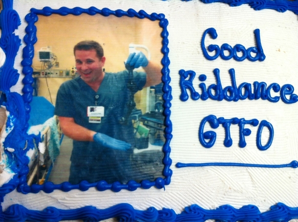 I work in the ER and this is my going away cake from the night shift Yes those are Beads from someones anus