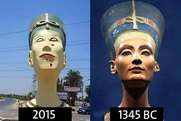 I would not call this monstrosity art  but someone in recent day Egypt did