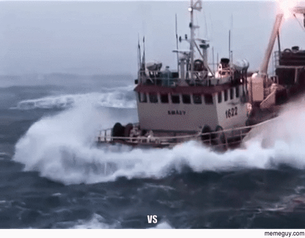 Icelandic trawler in storm