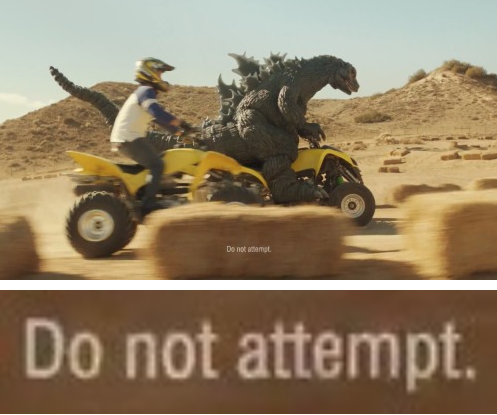 If I had the chance to race Godzilla on four-wheelers you wouldnt be able to fucking stop me