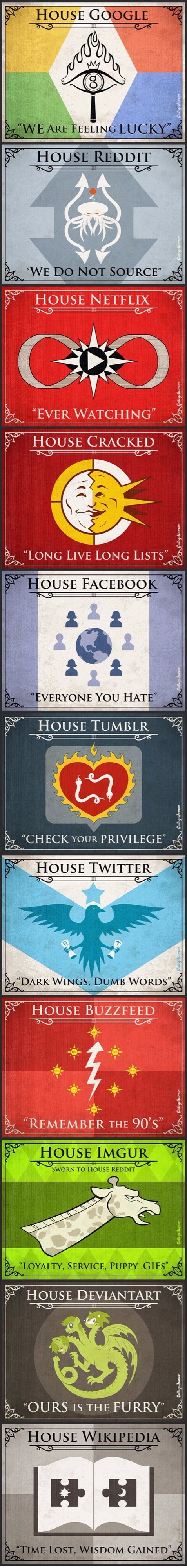 If Popular Websites Were Game of Thrones Houses
