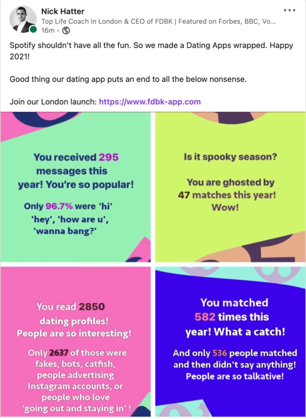 If Spotify did Dating Apps Wrapped Happy 