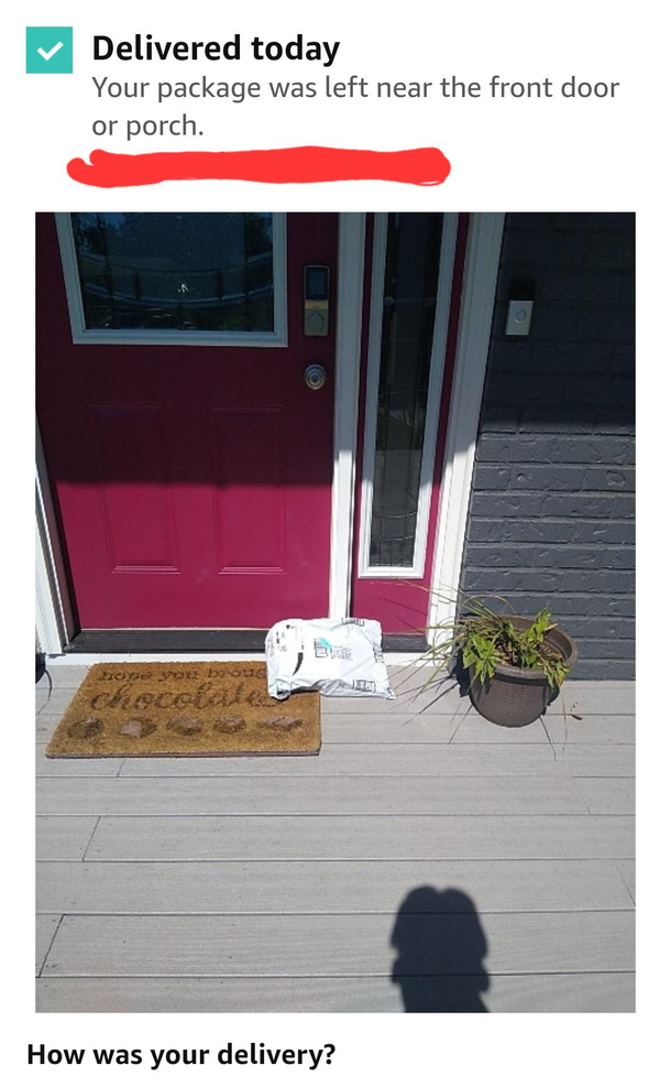 If the shadow is any indication our Amazon driver was a real dick-head