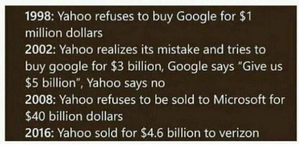 if you ever feel like you have made a mistake in life remember that you are not as bad as Yahoo