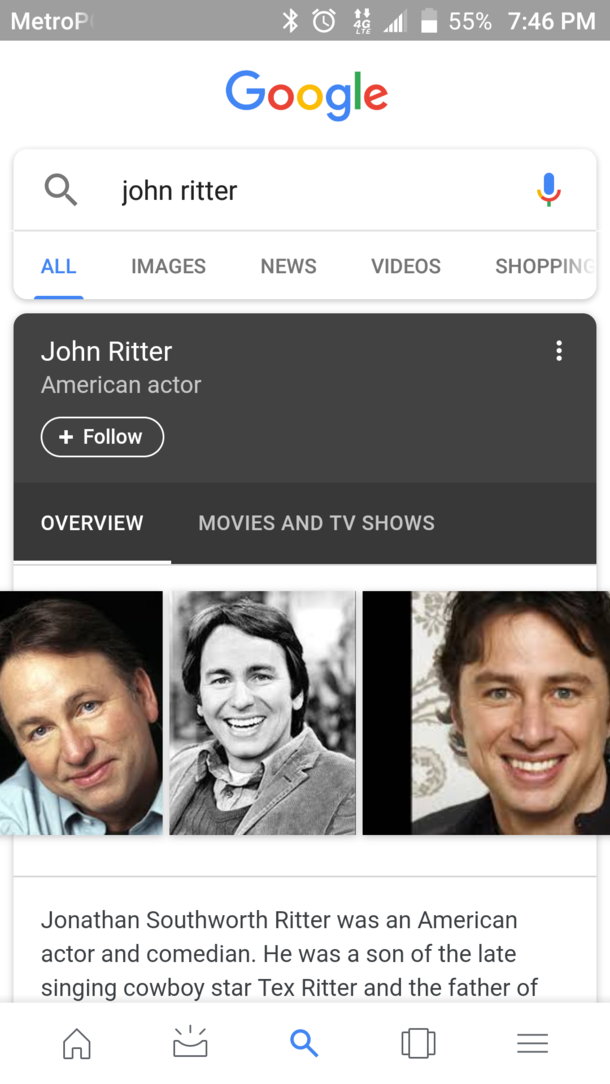If you Google John Ritter one of the images it shows is Zach Braff