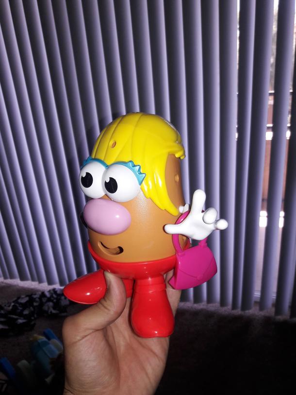 If you turn Ms Potato Heads hair backwards she wants to speak with the manager