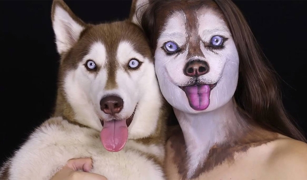 Ilana Kolihanov an extremely talented makeup artist in Israel demonstrates how to create a realistic Siberian Husky face using her own dog as a template