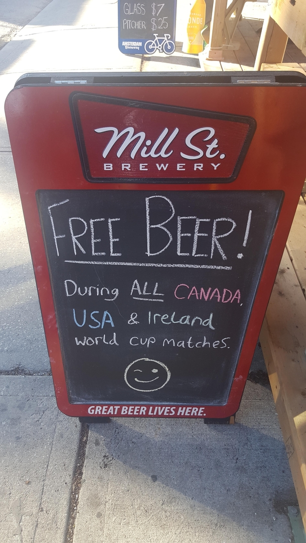 Ill see your free beers USA and raise you Canadaand Ireland