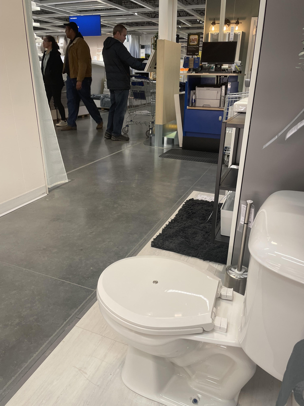 Im at IKEA right now and all the toilets in the bathroom displays are screwed shut so nobody can take a sht in them They mustve learned that lesson the hard way