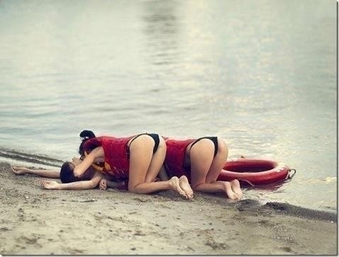 Im not a doctor but if anyone here is going to save this mans life its the girl on the right