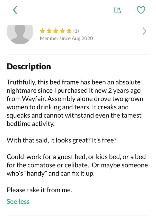 Im the lucky winner of this free bed