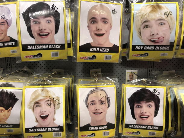 In a costume shop and cant get over how much this model loves his job