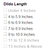 In case anyone was wondering Dildo length IS an Amazon filter property
