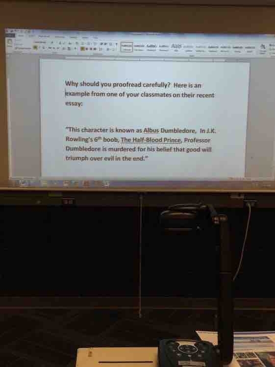 in my English essay I mistyped boob instead of book amp when I walked into class today this was on the projector