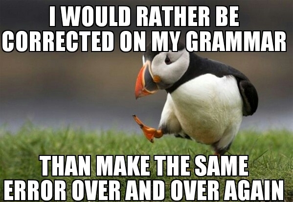 In response to the guy being downvoted about grammar correction