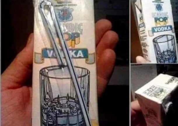 In Romania they have this boxed vodka  and it comes with a straw