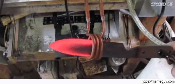 Induction heating a knife