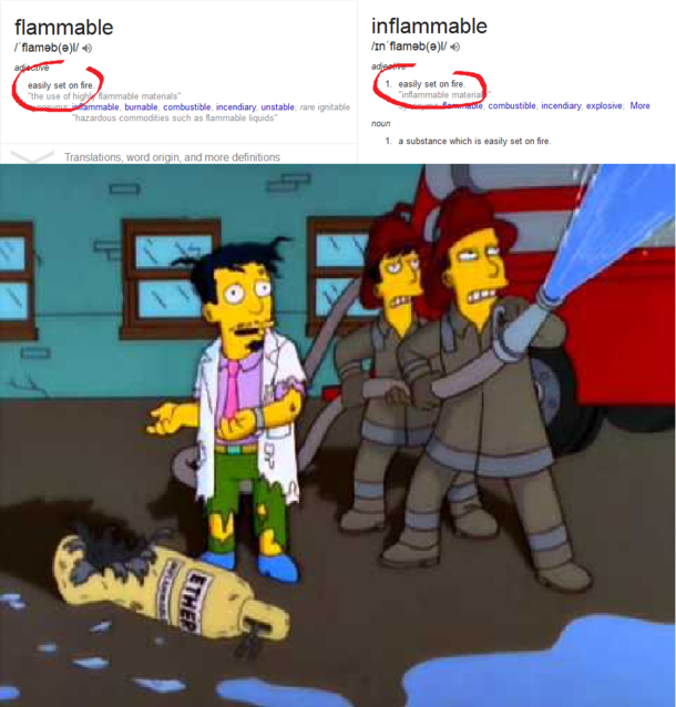 INflammable means flammable What a country