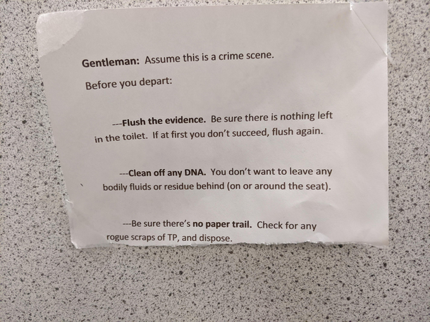 Informative sign in the bathroom at my job