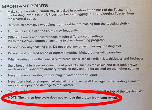 Instruction manual from my new toaster
