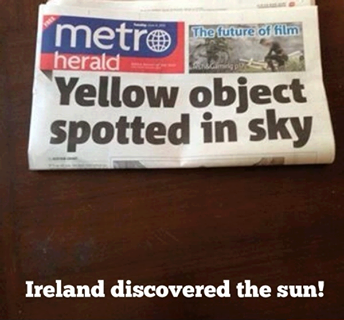Ireland discovered the sun