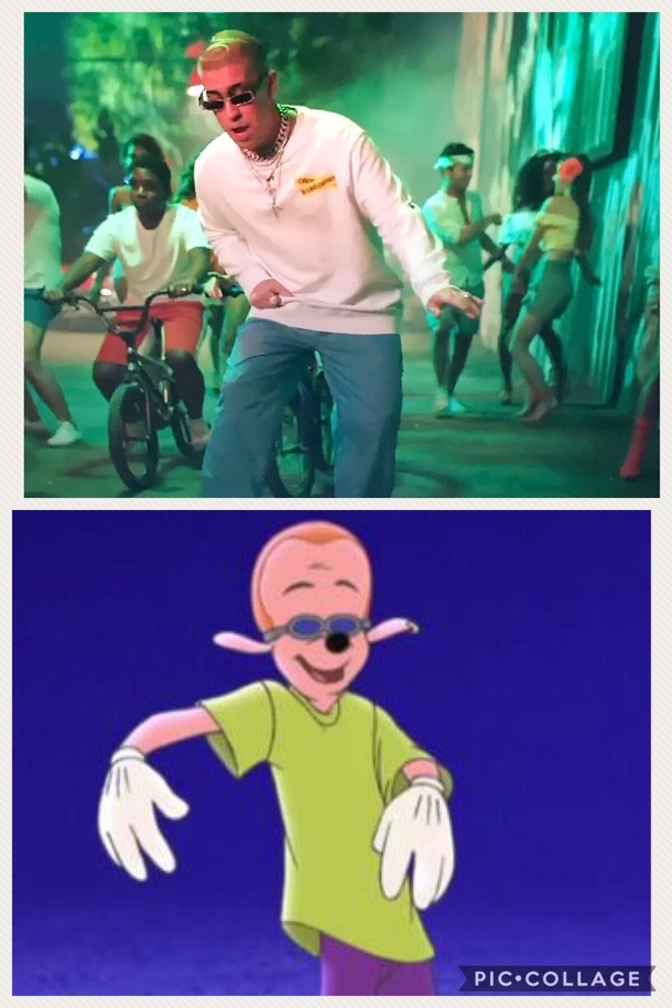 Is it just me or does Bad Bunny look like Bobby Zimmeruski voiced by Pauly Shore from a goofy movie