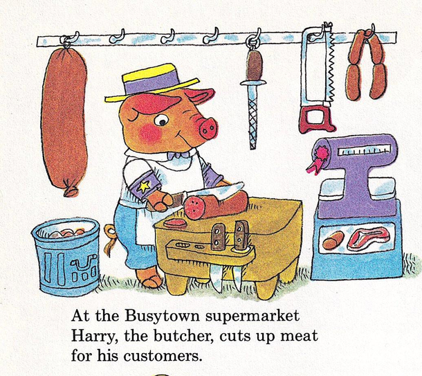 Is the Busytown butcher chopping up his family