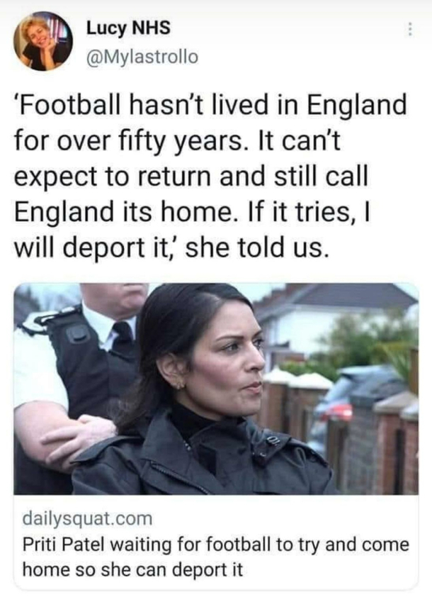 It aint comin home guys Priti Patel wont let it