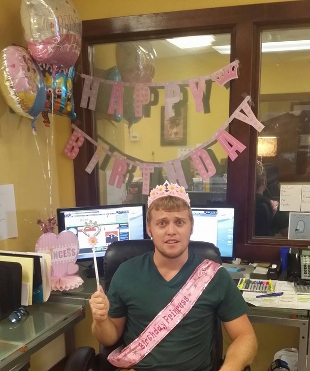 It is my friends birthday and the girls he works with decided to make him feel special