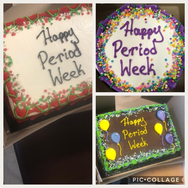It is Perioperative operating room Nurses Week Management decided to buy cakes for the nurses They were supposed to say Happy Periop Week