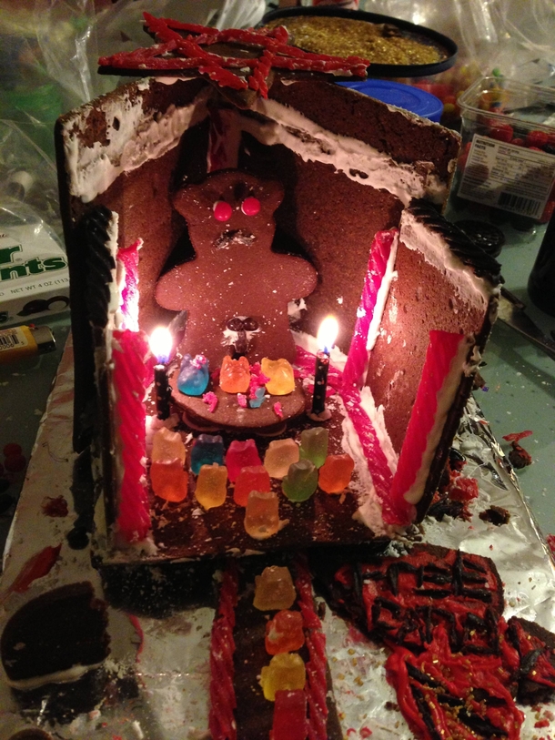 It started out as a regular gingerbread house I dont know what happened