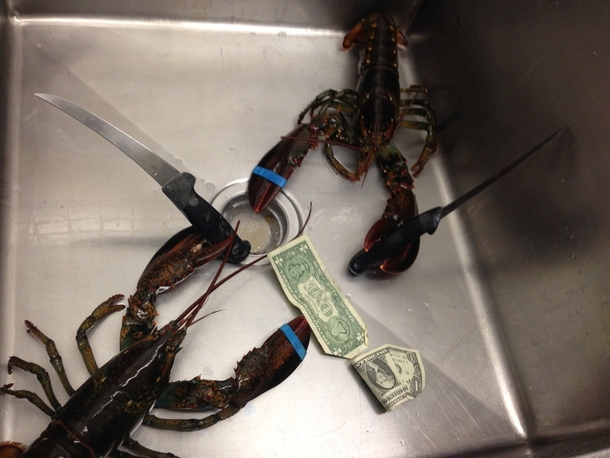 It was a slow night in the seafood department 
