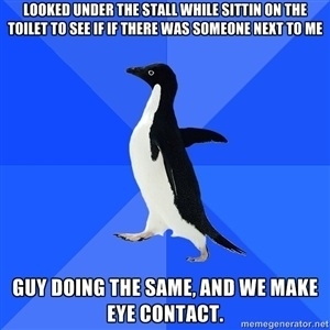 It was an awkward time in the toilet