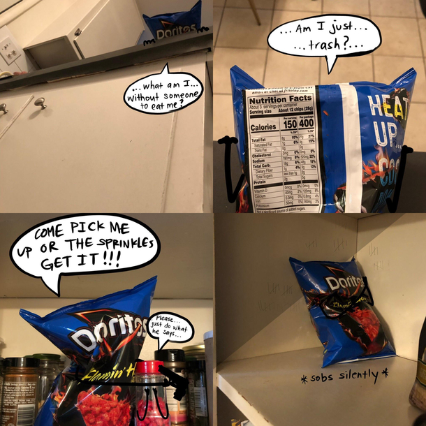 It worked My friend finally picked up his abandoned chips These are the last few images before a happy reunion
