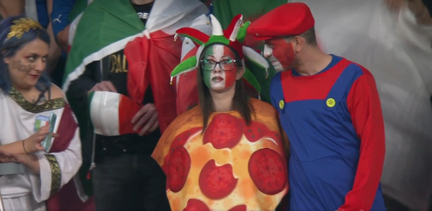 Italian fans at Italy v England in the Euro final right now