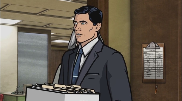 Its amazing how much you can learn about Archer just from looking at a clipboard