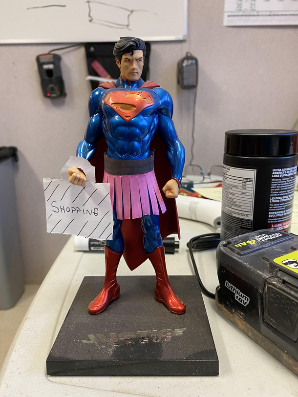 Its been a running joke in the office to add accessories to my coworkers Superman