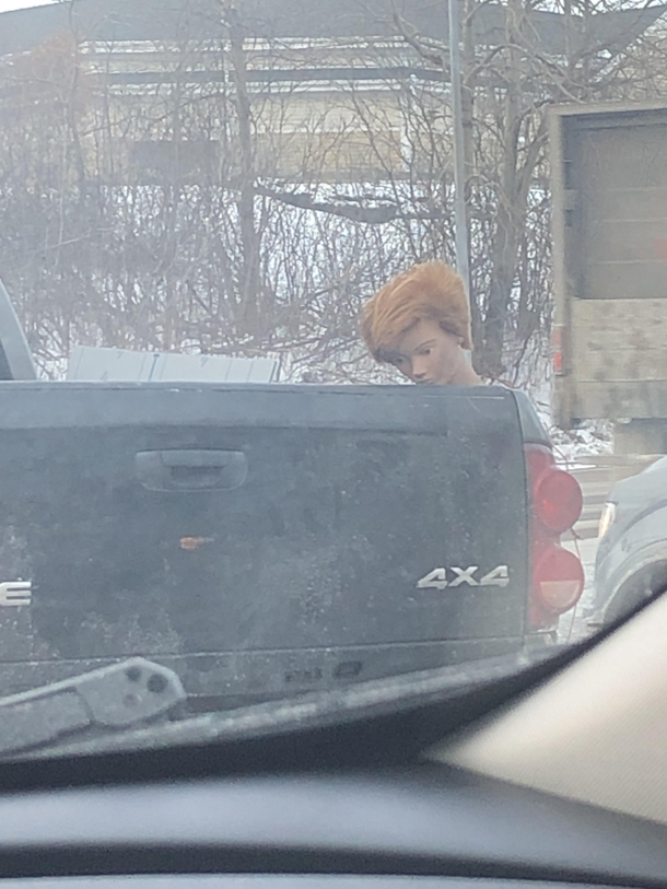 Its  degrees outside As I was pulling up to this truck I was like who the heck is crazy enough to ride in the truck bed